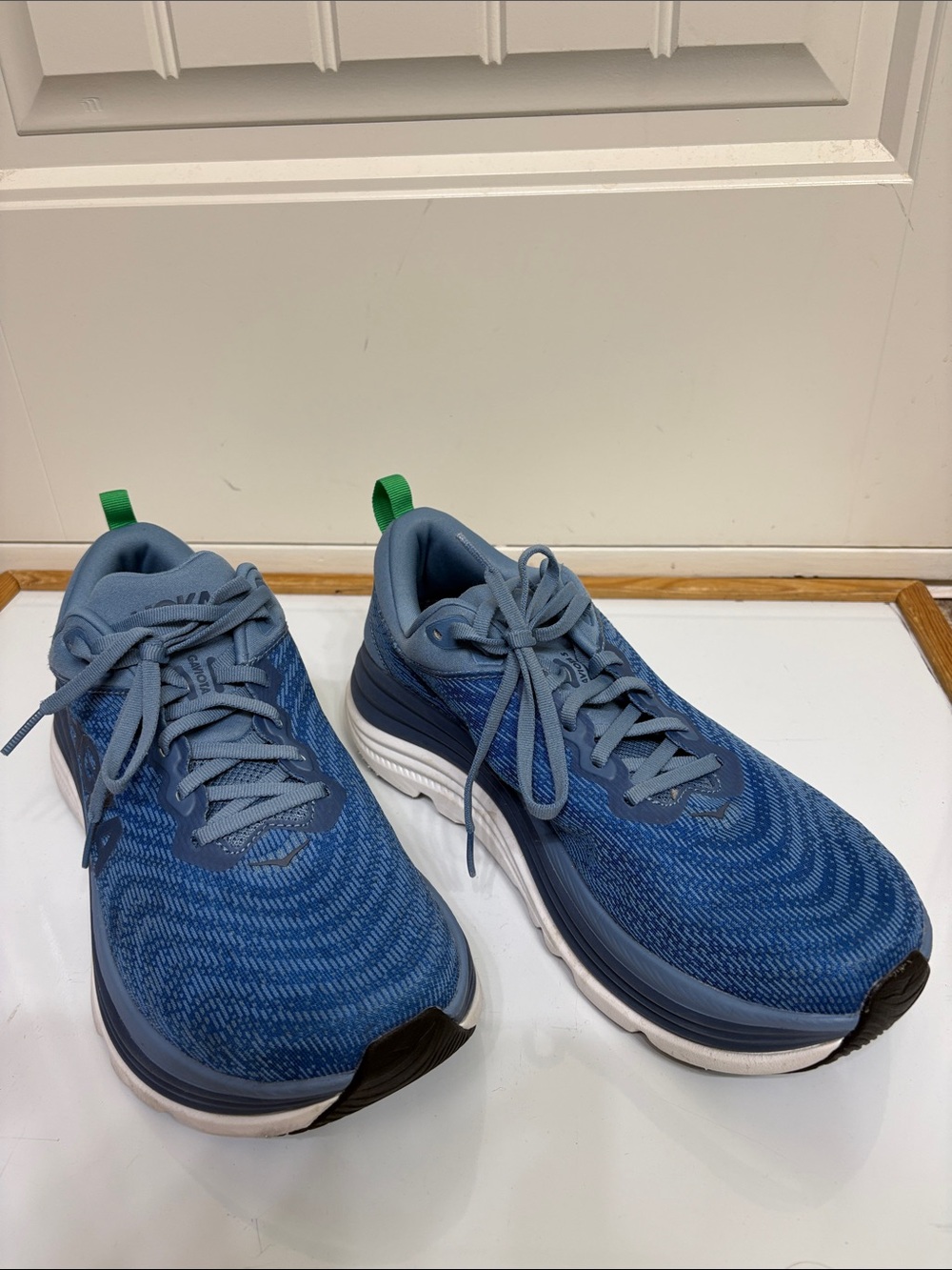 Hoka Men's Gaviota 5 Blue Athletic Running Shoes with Green Pull Tab